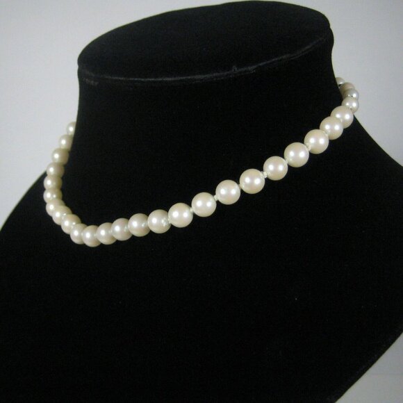 Necklace 13 In Collar Choker Imitation Pearl Beaded Jewelry Vintage 60s 50s - Picture 5 of 9